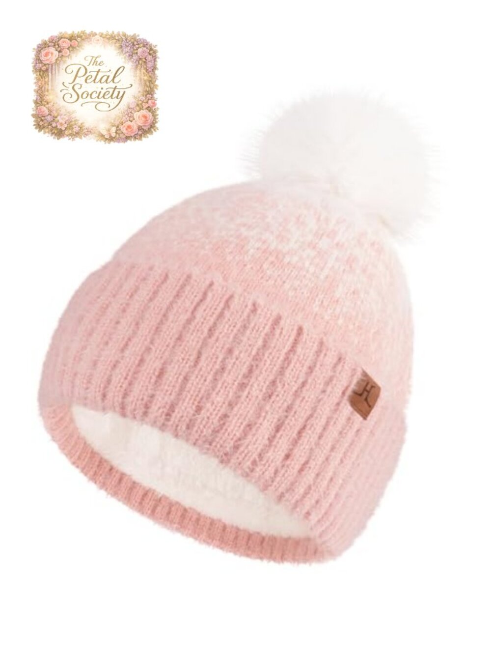 Warm Knit Beanie Hat Acrylic Nylon Winter Cap with Heart Jacquard